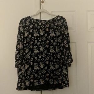 Flutter Sleeve Mixed-Media Shirt